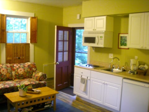 View of the kitchenette and entrance off the east porch.