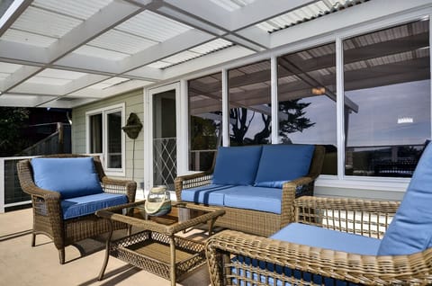 Living room to deck - first bedroom window to the left