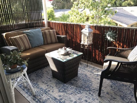 just outside front room is the patio  