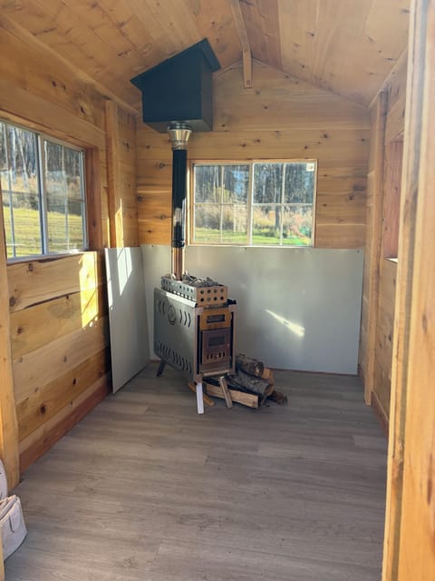 Another view of the detached sauna.
