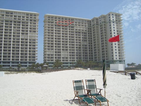 1908 Avalon from beach; our large balcony is circled in red