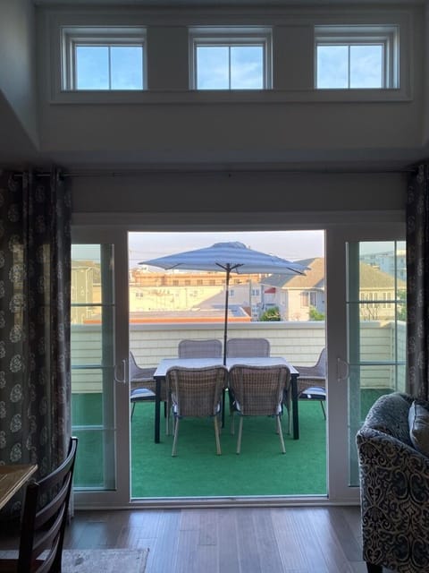 View of deck seating from living room