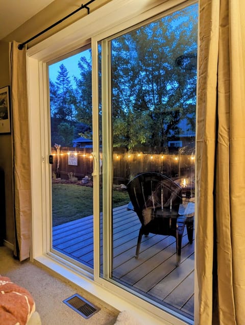 Sliding door from primary bedroom to deck