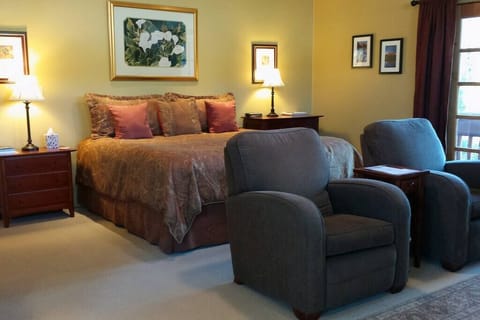 Top-of-the-line king-sized pillow-top bed and comfy recliners