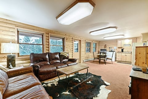 Downstairs TV and Playroom, with large washer/dryer