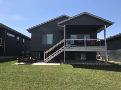 Deck and patio off back of cabin