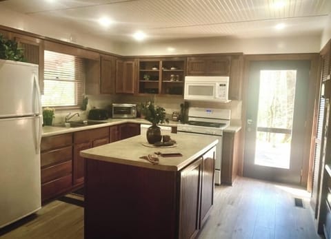 Large open kitchen with pantry