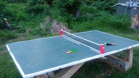 Outdoor ping pong table. 