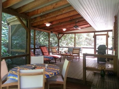 Screened porch with barbecue grill