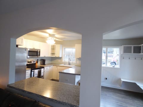 Open concept kitchen to family room 