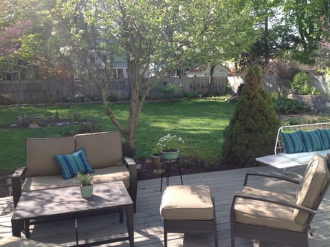 Relax after track in our private backyard