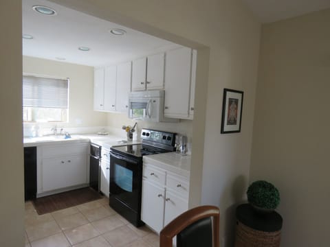 Fully stocked kitchen.