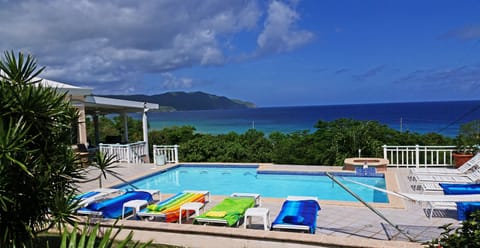 View of Cane Bay from Villa Dawn's pool deck.