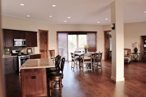 Kitchen island and dining area