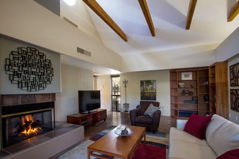 Spacious Living Room with Fireplace 