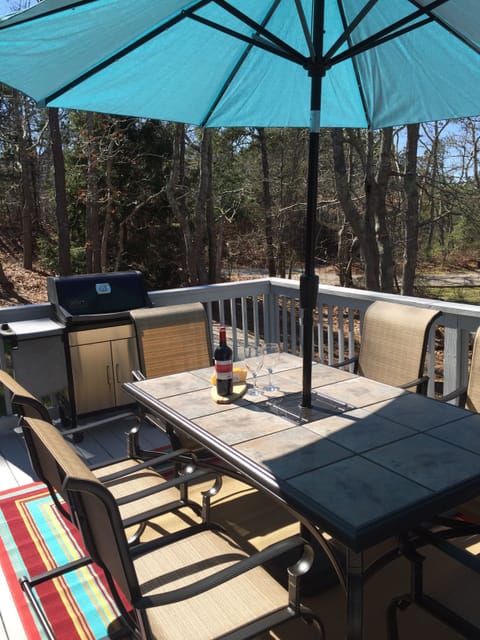 Relax on the back deck after a day at the beach