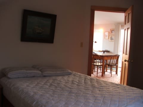 view from bedroom to dining area