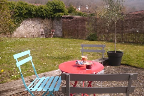 Back garden - enclosed and private with beautiful views up to the mountains.