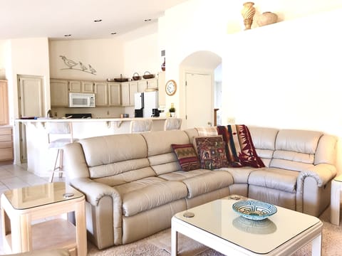 Family room looking into the kitchen.