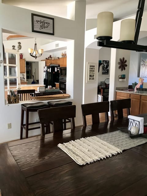 View into kitchen from dining room 