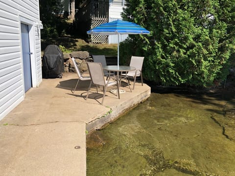 sitting are on the dock where you can BBQ