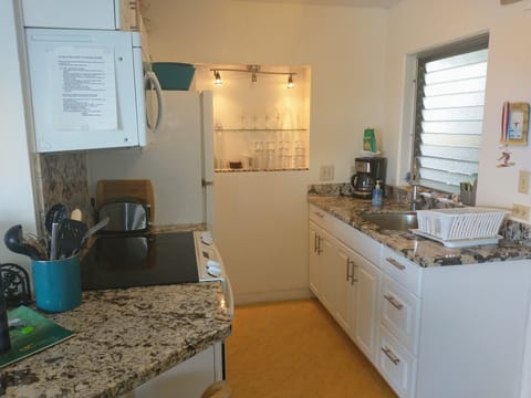 Renovated Kitchen with everything you will need. Full refrigerator. Glass top. 