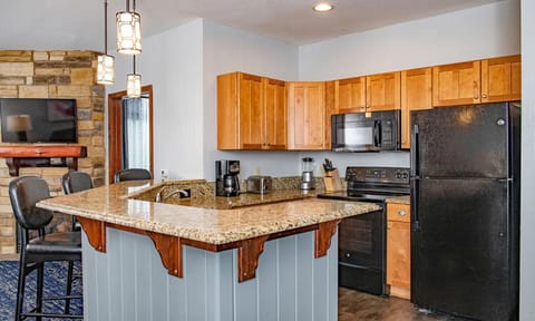 Counter top with barstools for additional dining