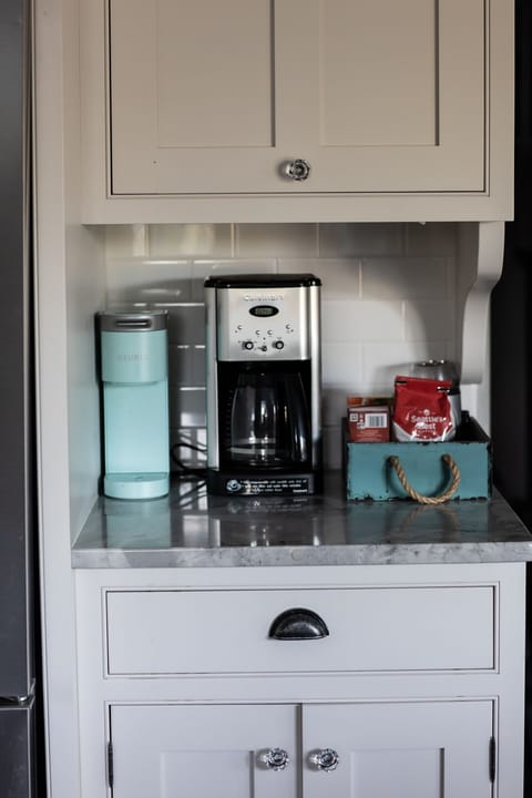 Coffee station has both keurig and drip maker.  