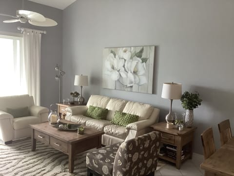 Living room with cathedral ceiling 