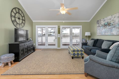 Upstairs living room overlooking the water. 