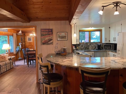 Fully equiped kitchen....cozy but all the amenities & great counter seating.