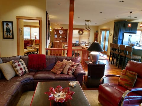 Large comfortable seating area for conversation and games.