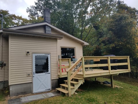 Cabin sits at the top of the hill.