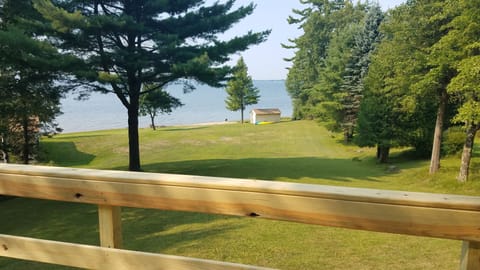 Large grassy yard is perfect for playing games.