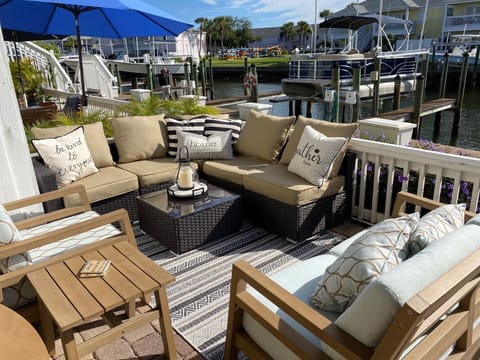 HUGE outdoor waterfront patio!