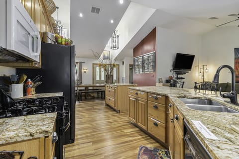 Kitchen stocked with Everything you need IF you feel like cooking. 