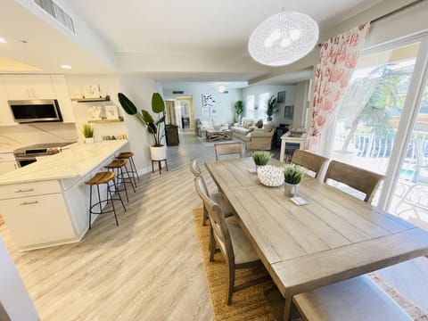 Open living, dining and kitchen area 