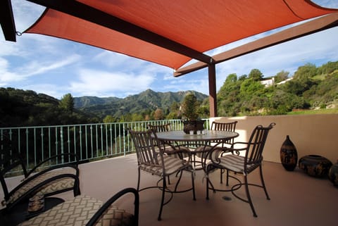 Private adjoining patio with glorious view of Saddleback Ridge