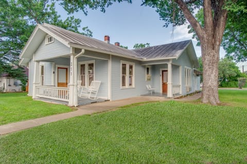 View of The Blue House from the corner of Washington Street and Ufer Street