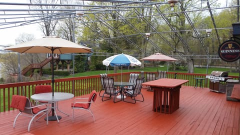 Very Large back deck, ready for drinks and BBQ!!  Propane provided for grill