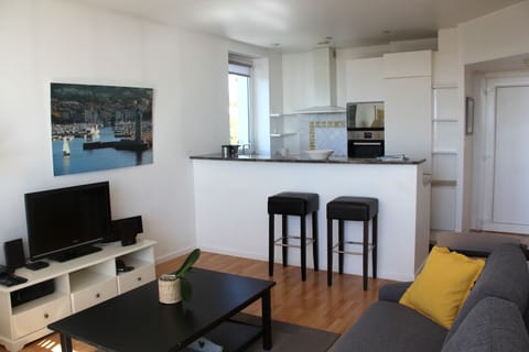 looking toward the kitchen from the living and dining room area