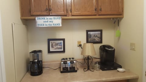 Breakfast bar with Keurig and toaster
