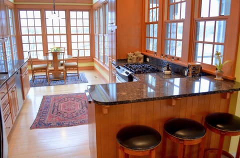 Upstairs kitchen and breakfast room facing harbor