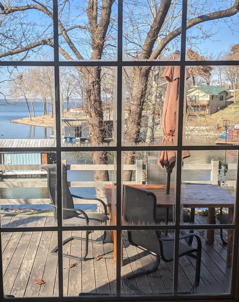 View of the lake from the sunroom.