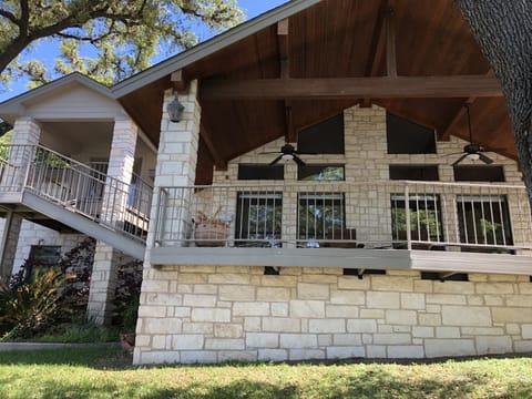Master bedroom windows and stair case to upstairs king and queen rooms