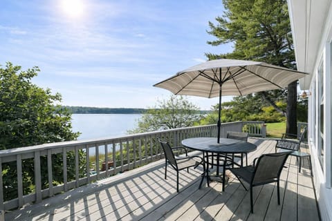 Have breakfast, lunch and dinner out on the large expansive deck overlooking Basin Cove.