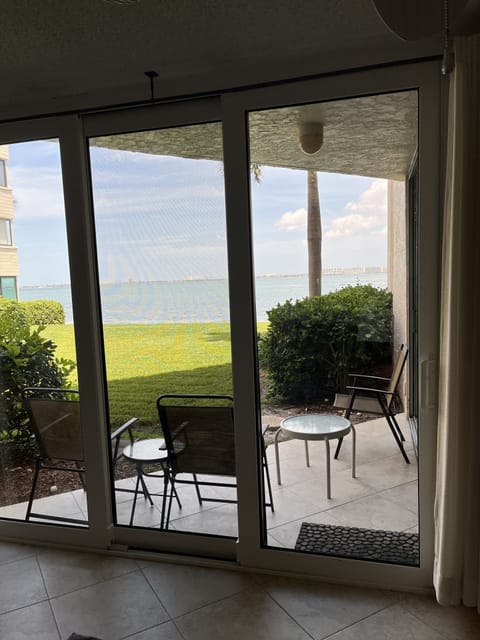 View from living room and patio. Walk out right to the water.
