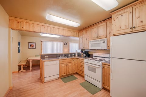 Fully stocked kitchen.
