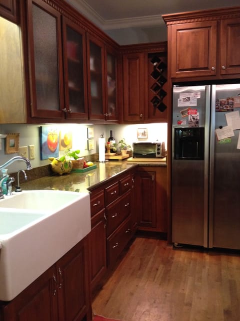 Kitchen with granite countertops and stainless steel appliances