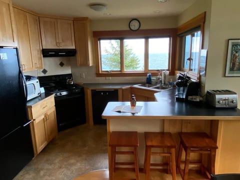 well equipped kitchen with great views for the chef